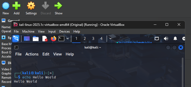 Pre-built VM welcome screen